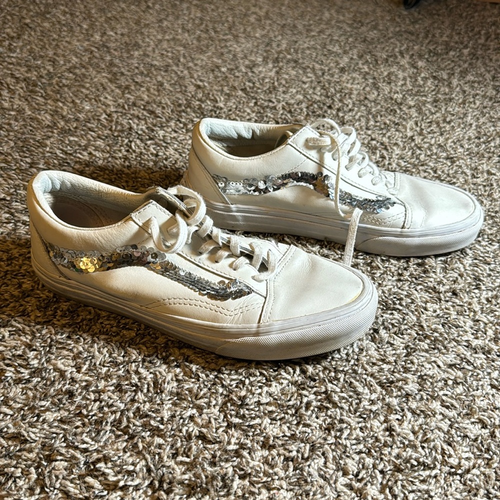Vans old skool cream and sliver sequin
